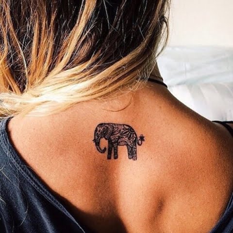 Mẫu tattoo con voi sau gáy đẹp mini