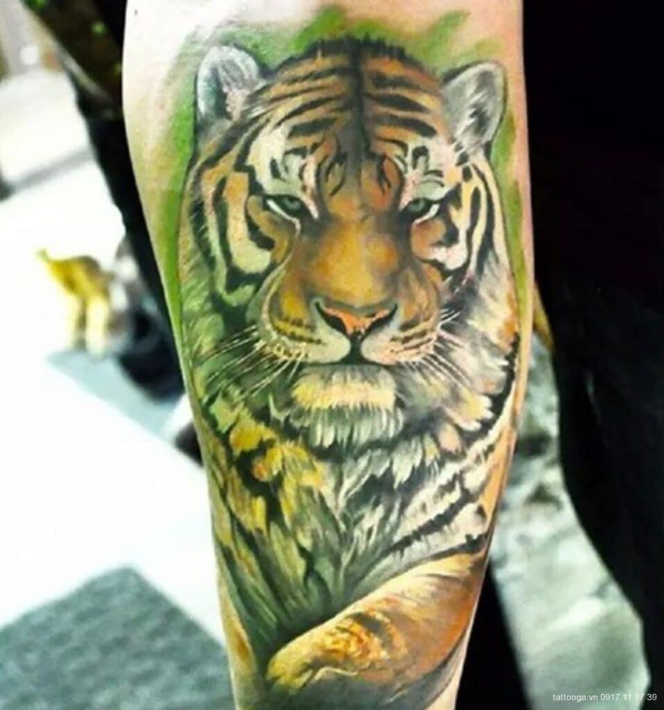 Mẫu tattoo hổ hạ sơn chất ngầu