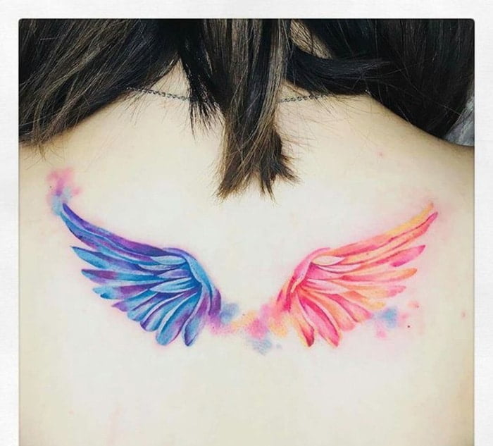 Mẫu tattoo nước cánh thiên thần đẹp mê hồn cho nữ