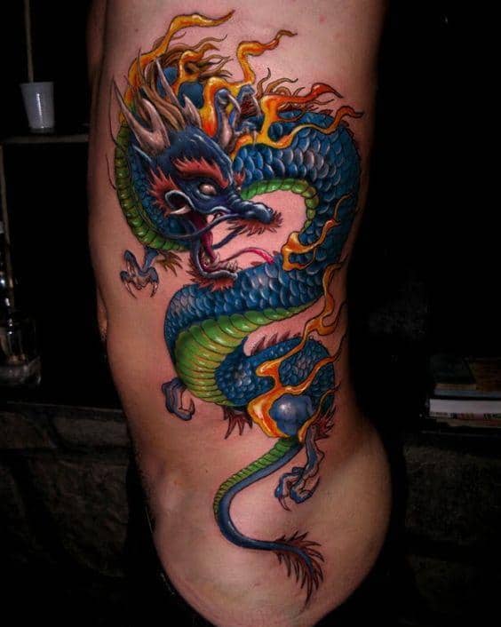 Mẫu tattoo rồng xanh chất phát ngất