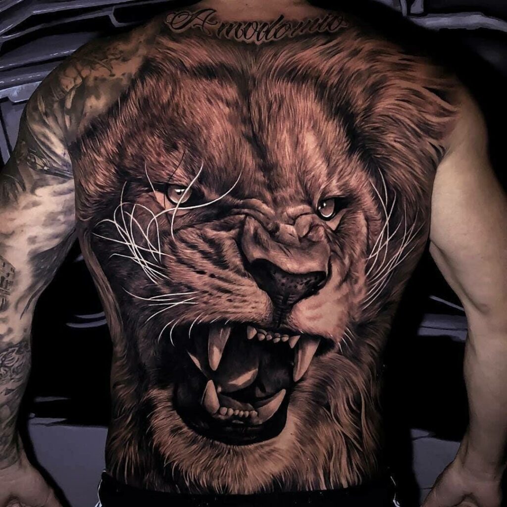Mẫu tattoo sư tử kín lưng đẹp mê mẩn