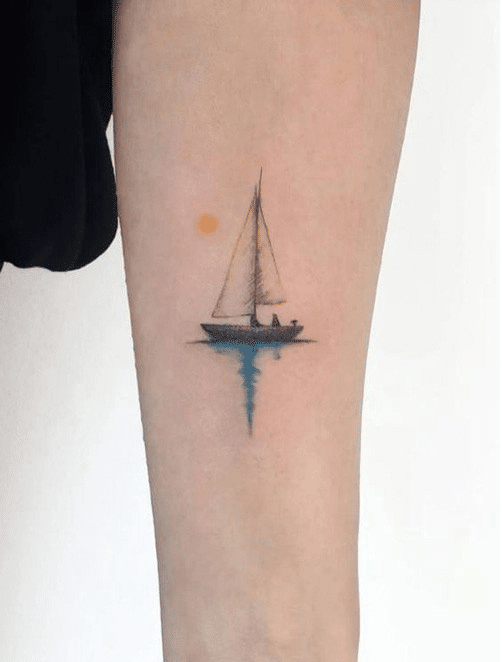 Mẫu tattoo thuyền buồm mini tuyệt đẹp