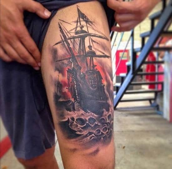Mẫu tattoo thuyền buồm sắc nét và nghệ thuật