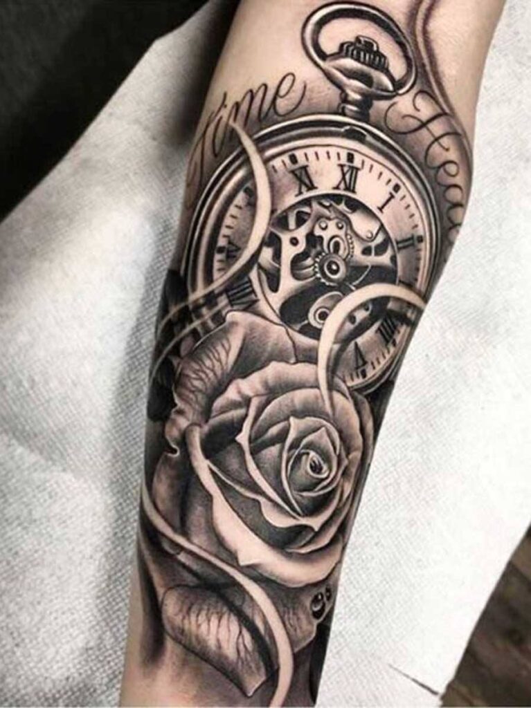 Những mẫu tattoo đồng hồ hoa hồng đẹp ý nghĩa