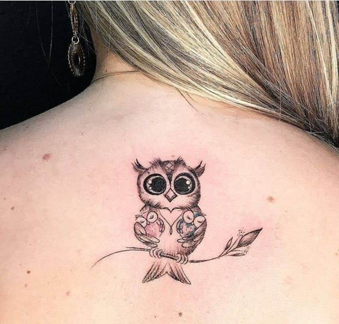 Siêu cấp dễ thương với tattoo cú mèo