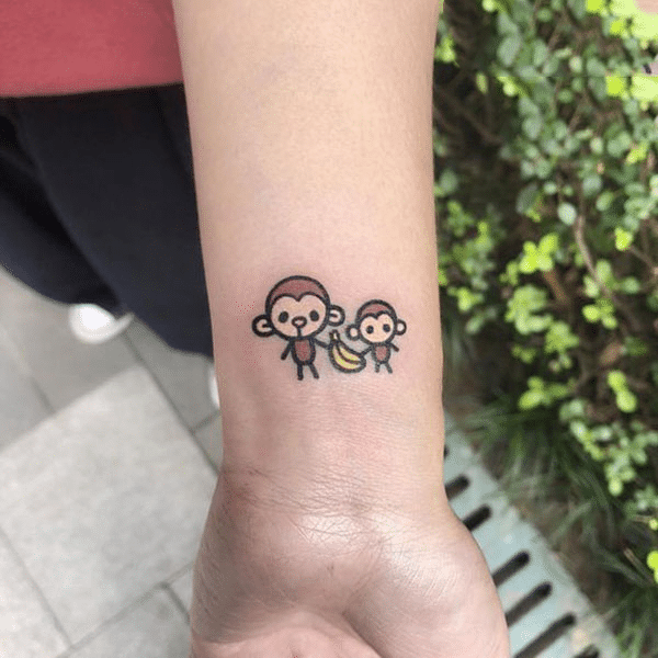 Siêu cưng với hình tattoo hai chú khỉ mini