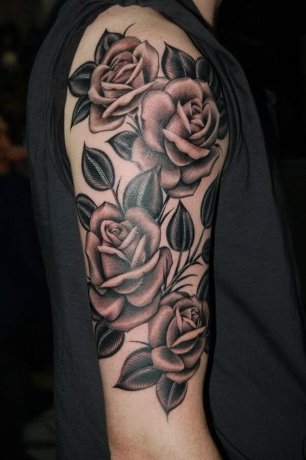 Tattoo bắp tay nam hình hoa hồng đẹp