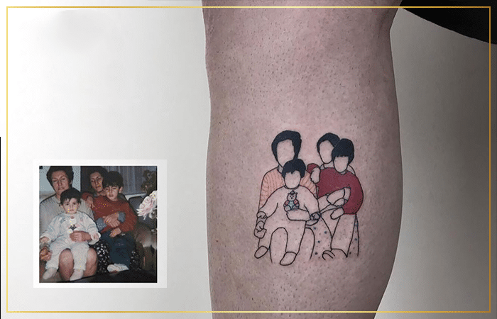 Tattoo chân dung gia đình ngộ nghĩnh