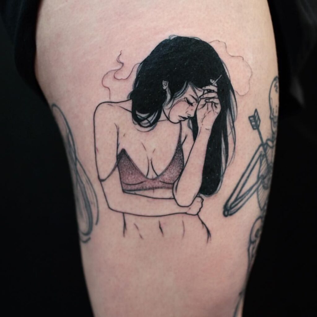 Tattoo cô gái buồn thất tình chán đời