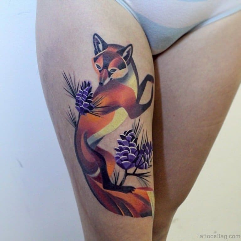 Tattoo con cáo cực đẹp ở chân