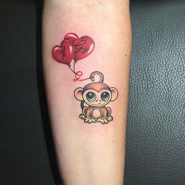 Tattoo con khỉ nhỏ tinh nghịch