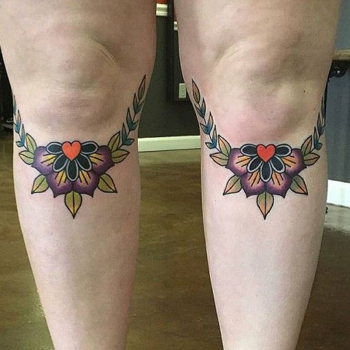 Tattoo đầu gối nữ hoa đẹp