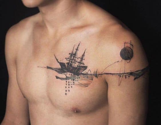 Tattoo hình con thuyền mini tượng trưng cho khát vọng tự do