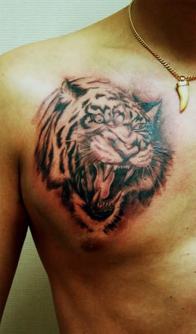 Tattoo hổ bên trên ngực đẹp mắt kỳ lạ mắt