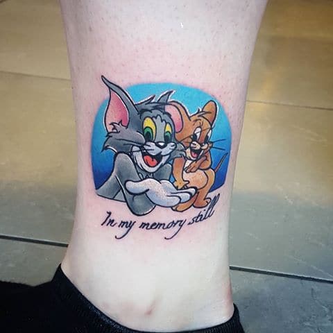 Tattoo mèo Tom và chuột Jerry đáng yêu