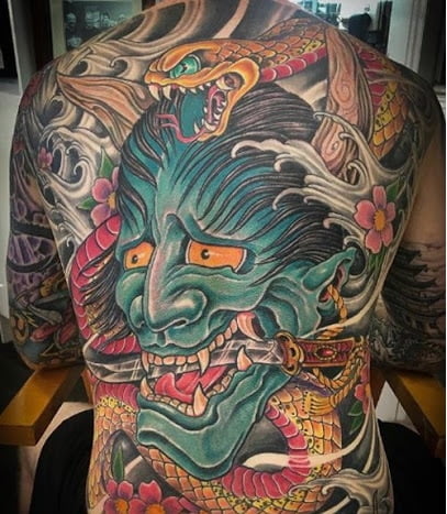 Tattoo quỷ Oni và rắn đặc sắc
