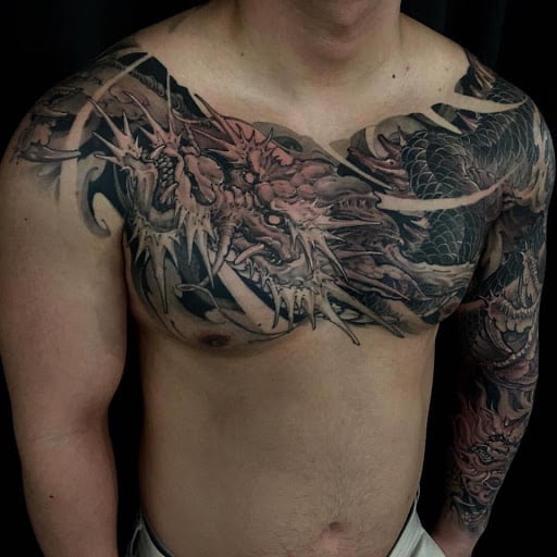 Tattoo rồng full ngực mạnh mẽ và chất lừ