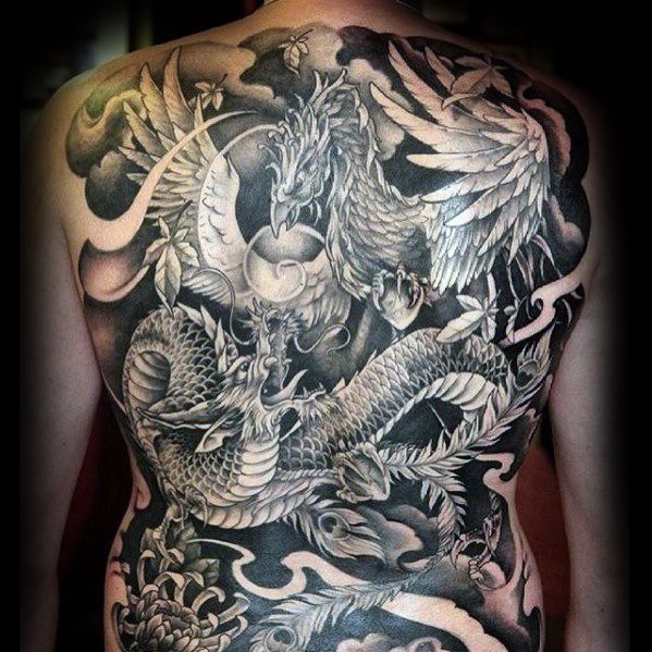 Tattoo rồng phượng kín lưng ấn tượng kín lưng