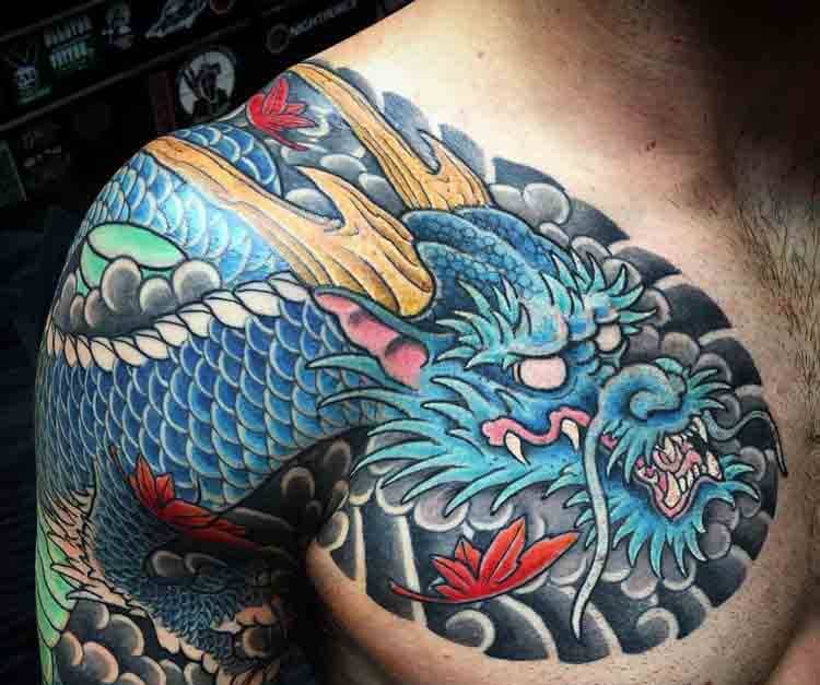 Tattoo rồng xanh dương đẹp và chất