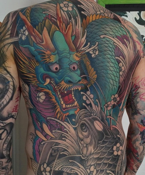 Tattoo rồng xanh kín lưng đẹp cho phái mạnh