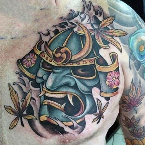 Tattoo samurai mặt mũi quỷ ấn tượng