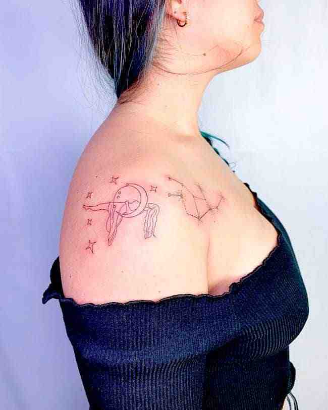 Tattoo trên bả vai cho nữ cung Xử Nữ
