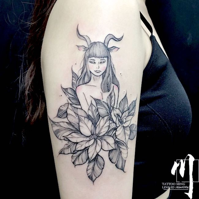 Tattoo xăm cung Ma Kết cho nữ