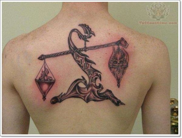 Tattoo xăm cung Thiên Bình với đuôi bọ cạp