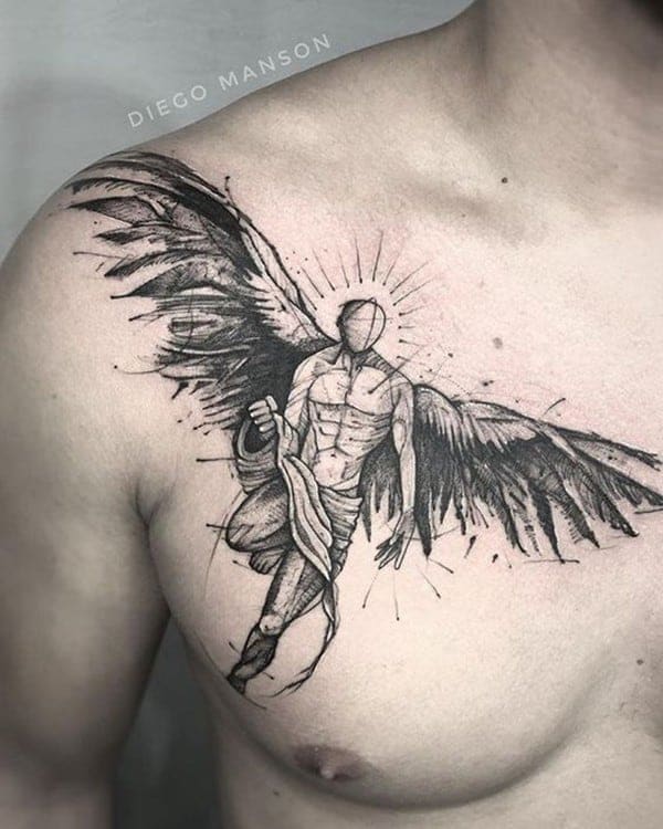 Tattoo xăm thiên thần sa ngã nhỏ mini