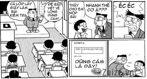 Thánh Nobita troll thầy giáo