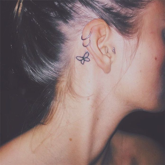 Xăm tattoo cute sau tai nữ