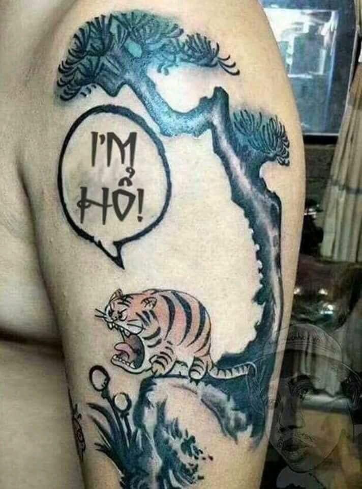 mẫu hình tattoo hổ cực kỳ hài hước và chất