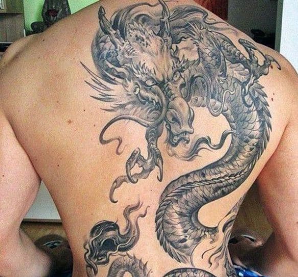 tattoo hình con rồng nửa lưng cho phái mạnh