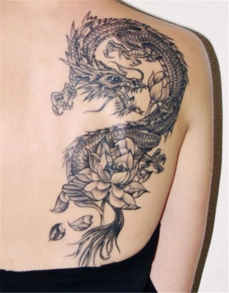 tattoo rồng nửa lưng chất cho phái đẹp