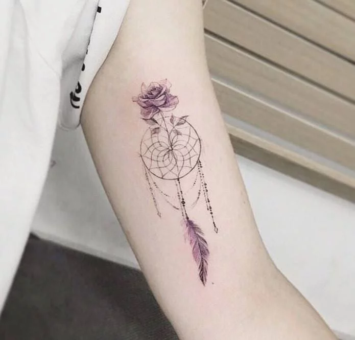 tattpp hình dream catcher đẹp trên bắp tay trong của nữ