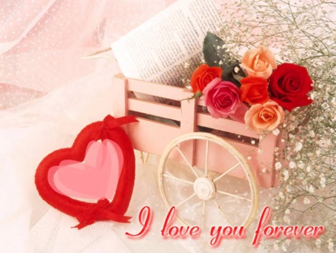 Hình valentine đơn giản với hoa và trái tim nhưng tạo điểm nhấn cực ấn tượng