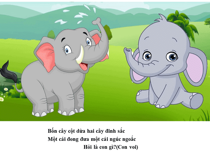 Câu đố về con voi cho trẻ mầm non