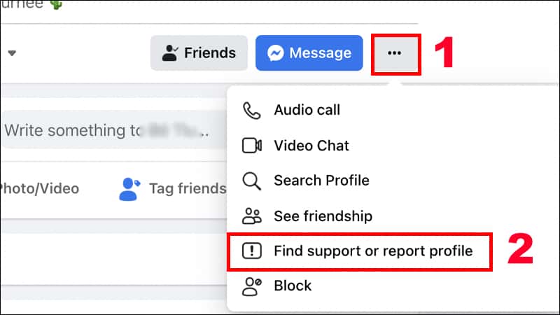 Chọn Find support or report profile
