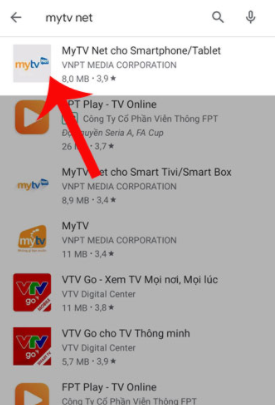 Tìm app Mytv Net