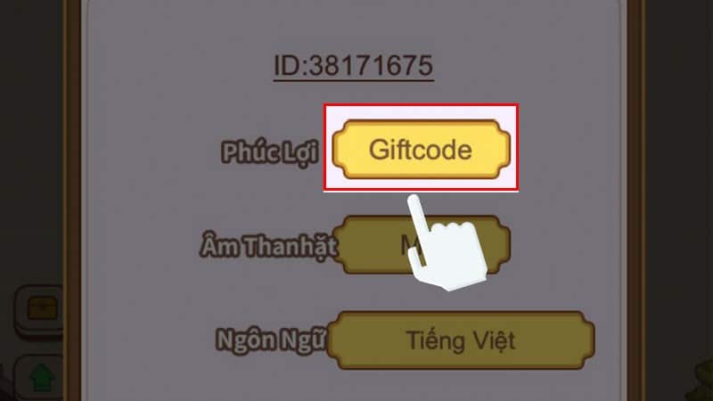 Click mục giftcode
