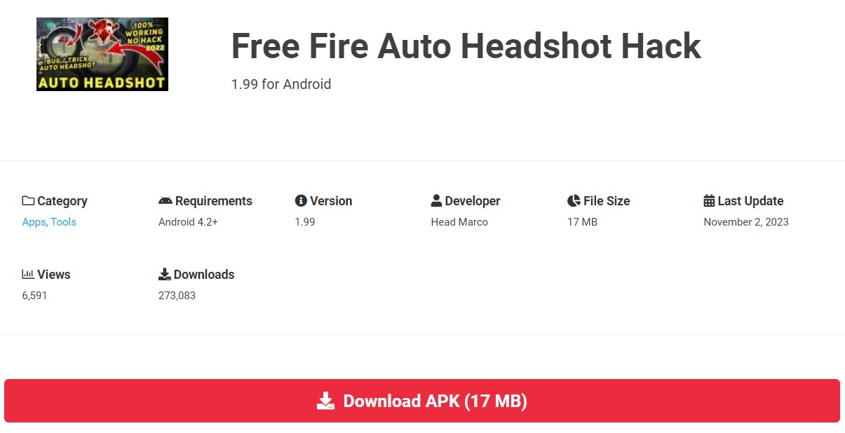 Free Fire Auto Headshot Hack v1.99