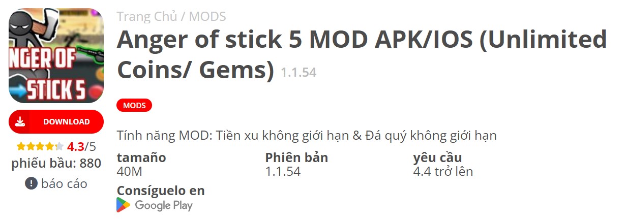 Anger of stick 5 MOD APK/IOS 1.1.54