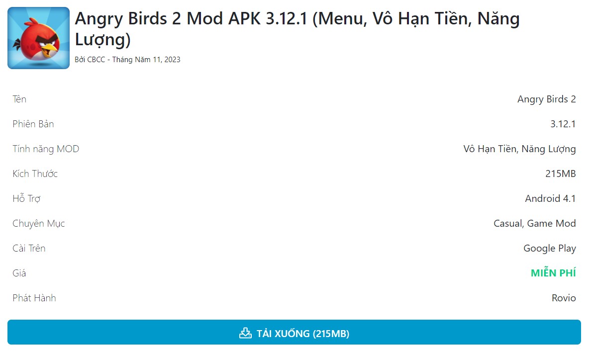 Angry Birds 2 Mod APK 3.12.1