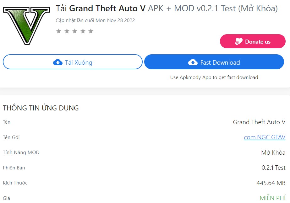 Grand Theft Auto V APK + MOD v0.2.1