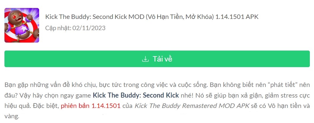 Kick The Buddy Second Kick MOD 1.14.1501 APK