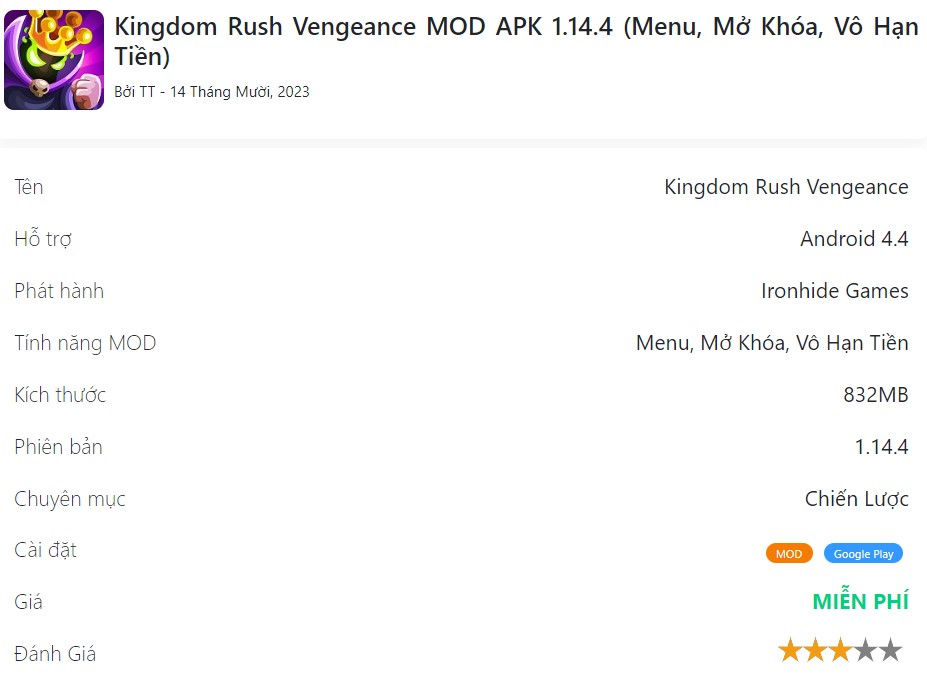 Kingdom Rush Vengeance MOD APK 1.14.4