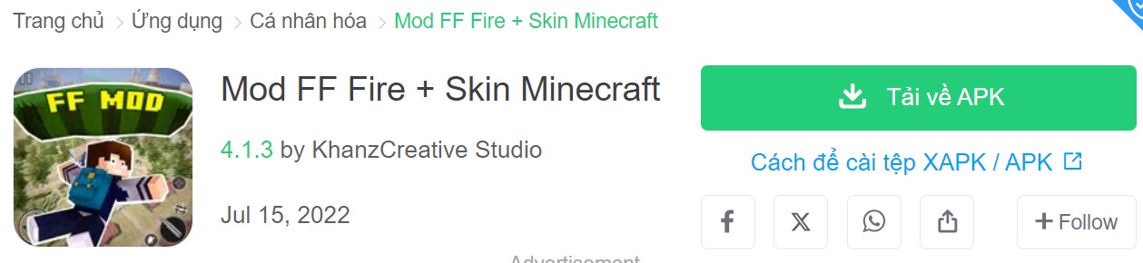 Mod FF Fire + Skin Minecraft 4.1.3