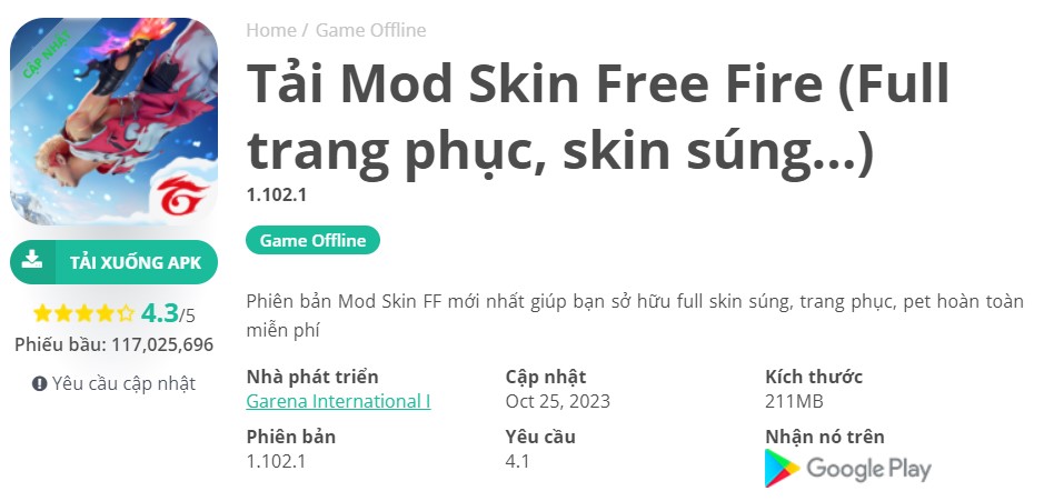 Mod Skin Free Fire 1.102.1