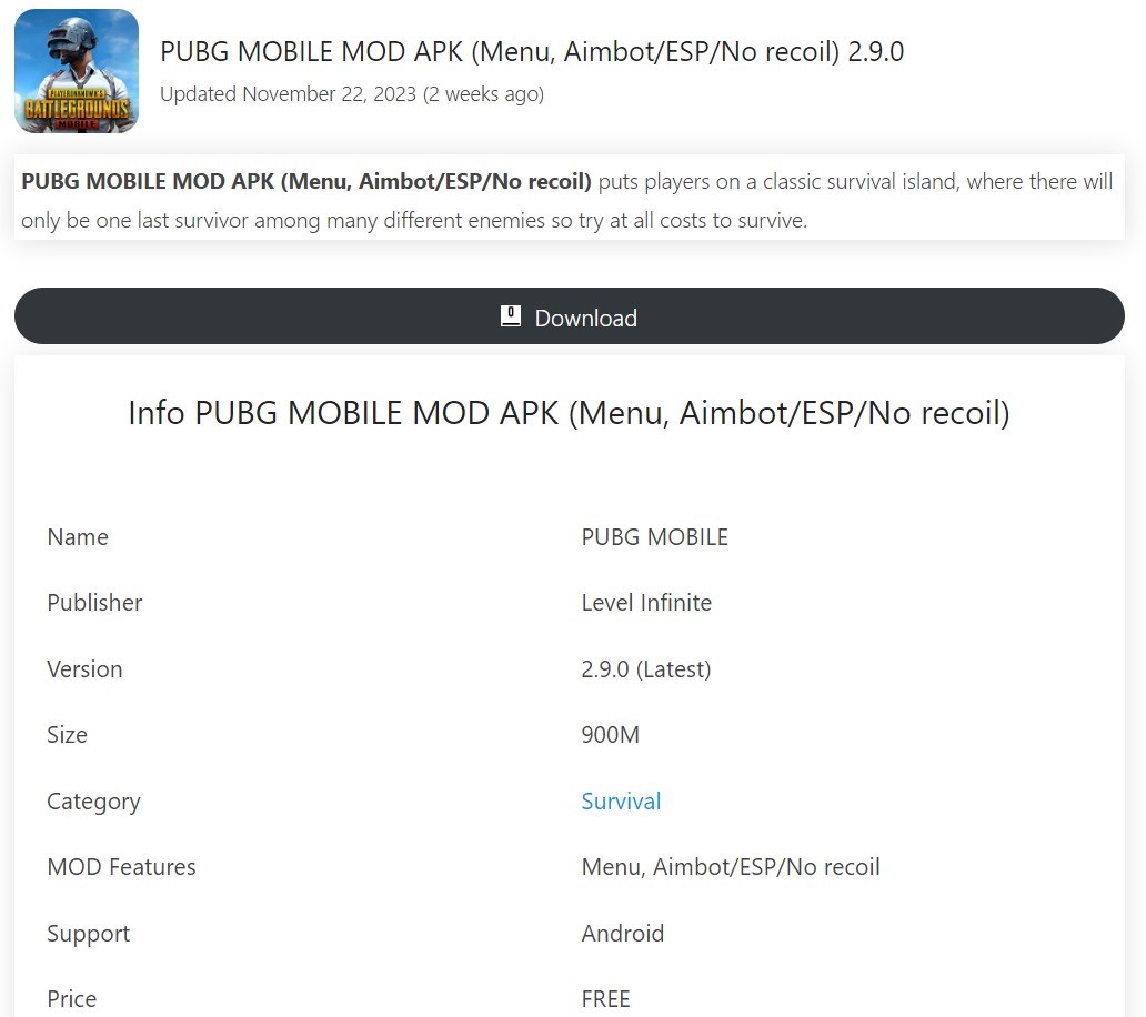 PUBG MOBILE MOD APK 2.9.0