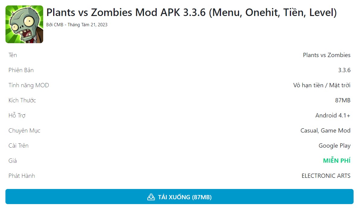 Plants vs Zombies Mod APK 3.3.6